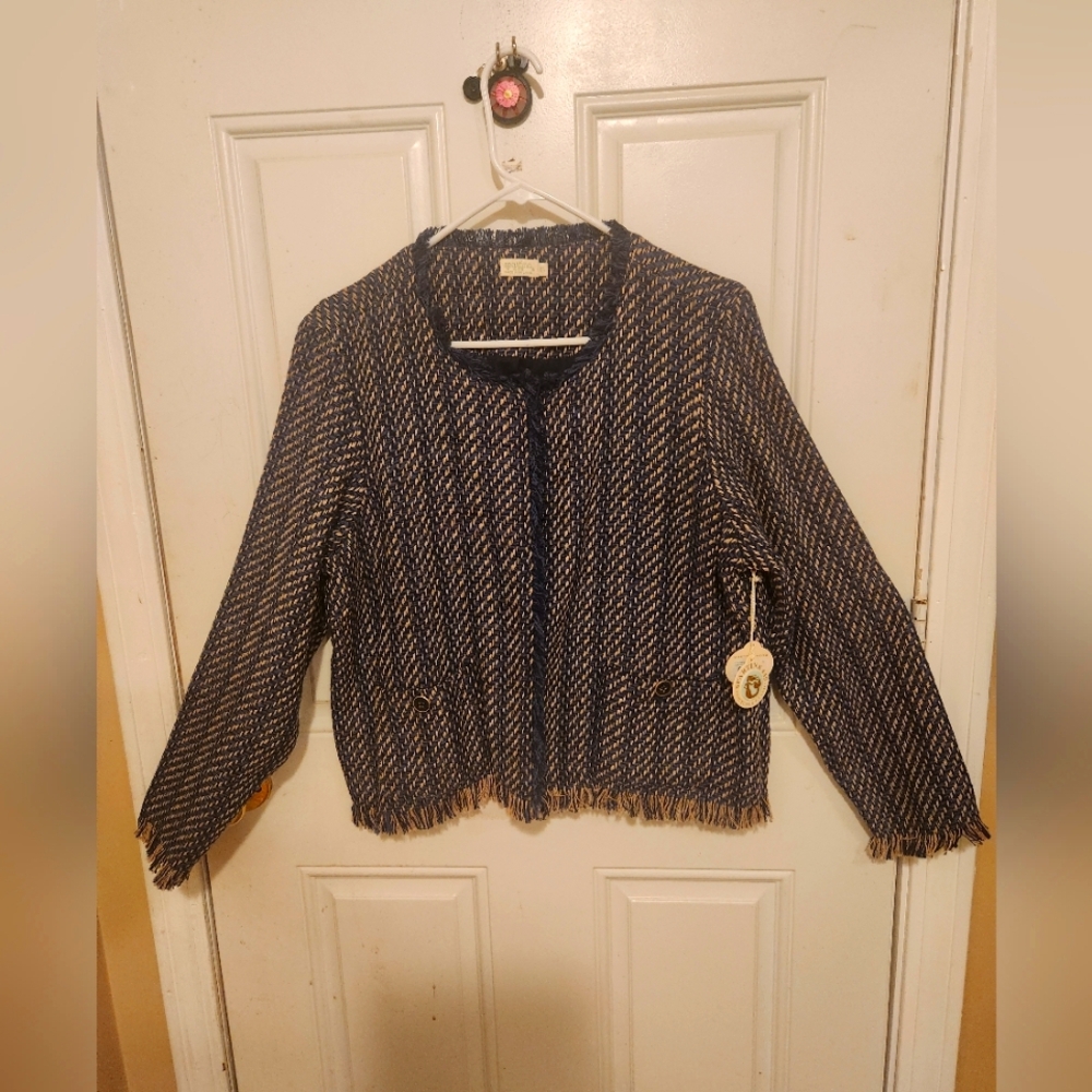 Women's Navy and Gold Tweed Jacket
